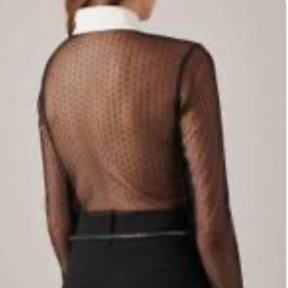 NEW Anne Fontaine LEOPOLDINE Black Sheer Lace Blouse - Size 44 (US 12) - Picture 6 of 15